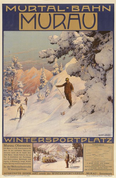 Murtal-Bahn - Murau - Wintersportplaats door Gustav Jahn